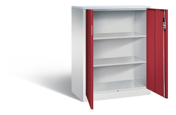 C+P kantoorkast Acurado, H1200xB930xD500mm, kleur: lichtgrijs/robijnrood, verzonken handgreep, 3 niveaus, 9287-1200 S10229