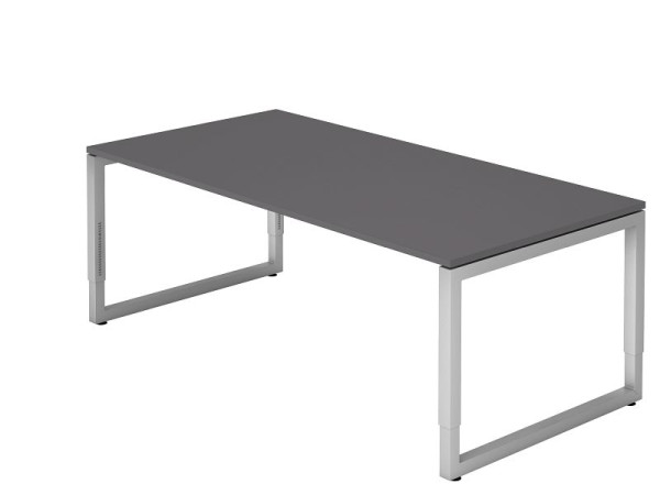 Hammerbacher bureau O-voet vierkant 200x100cm grafiet, rechthoekige vorm met zwevend tafelblad, VRS2E/G/S