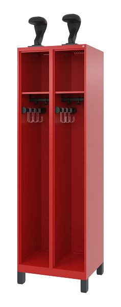 C+P Evolo brandweerkast, model EXPERT, 2 compartimenten, H1950B600T500 mm, Vuurrood, Voeten, 0491015-20 S10008