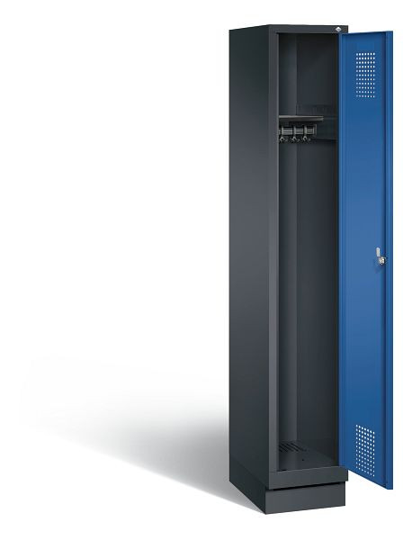 C+P Evolo kleerkast, H1800xB320xD500mm, kleur: zwartgrijs / gentiaanblauw, 48020-10 S10149
