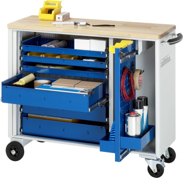 RAU gereedschapswagen serie adlatus model 10060, B1025 x D400 x H860 mm, inclusief massief beukenhouten werkblad, 02-10060B.11