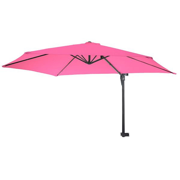 Mendler Casoria kamerscherm, stoplichtparasol, balkonparasol, 3m kantelbaar, polyester aluminium/staal 9kg, roze-roze, 76502