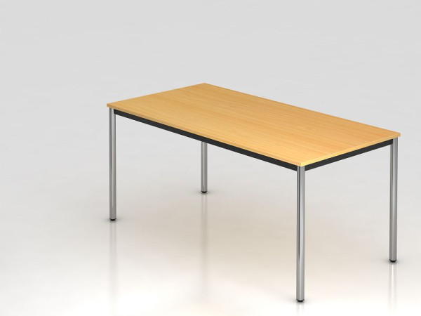 Hammerbacher vergadertafel rond onderstel 160x80 beuken/chroom, rechthoekige vorm, VDR16/6/C