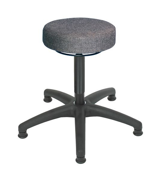 Lotz Arbeitshocker, Sitz Polster anthrazit, Ringauslösung, stabiles Kunststoff-Fußkreuz schwarz, Bodengleiter, Sitzhöhe 470-665 mm, 3520.03