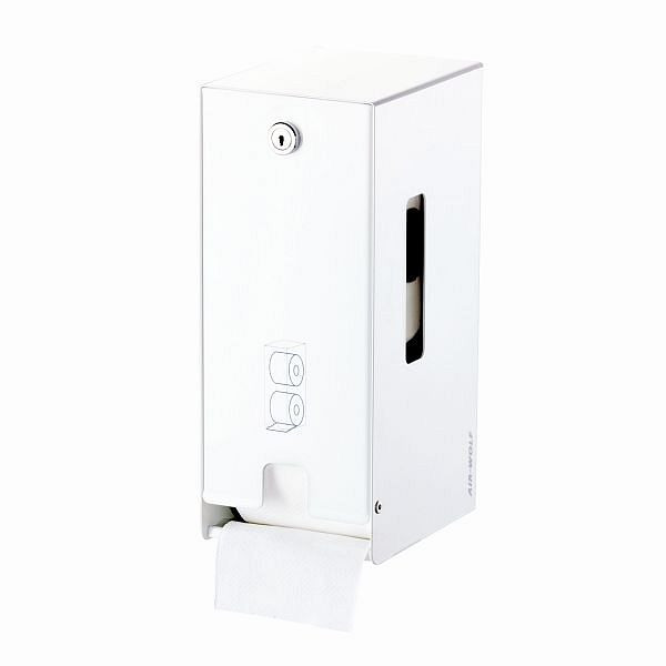 Air Wolf toiletpapierdispenser, Omicron II-serie, H x B x D: 280 x 116 x 148 mm, wit roestvrij staal, 35-714