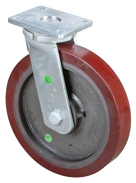 BS Rollen Zwaarlastwiel, wielbreedte 75 mm, wiel-Ø 400 mm, draagvermogen 2500 kg, gegoten polyurethaan 95 Shore A, gegoten wiellichaam, kogellagers, RR100.C10.400
