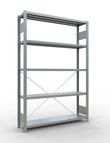 Schulte legbord, basisveld, 5 opbergniveaus, kruisschoor, vakbelasting 250 kg, 1360 x 336 x 2000 mm, 278757