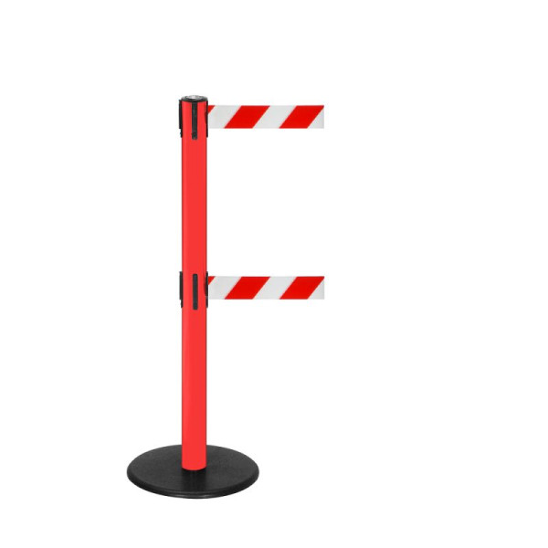 Stein HGS HGS personengeleidingssysteem -P-Line Duo-, rood, rood/wit diagonaal (gearceerd), met magnetisch banduiteinde, bandlengte: 2 x 4 m, 14152-0504