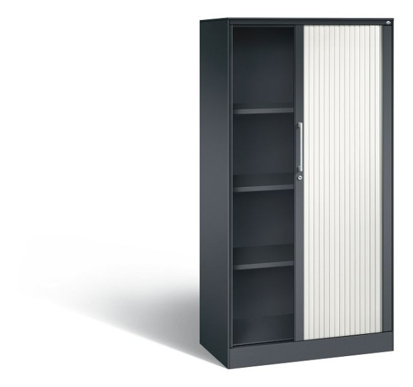 C+P rolluikkast Asisto, H1639xB800xD435mm, kleur: zwartgrijs/verkeerswit, beugelgreep, 4 niveaus, 143013-000 S10046