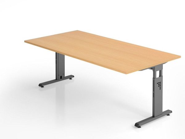 Hammerbacher bureau OS2E, 200 x 100 cm, blad: beuken, 25 mm dik, 2 mm ABS rand, rechthoekige vorm, VOS2E/6/G