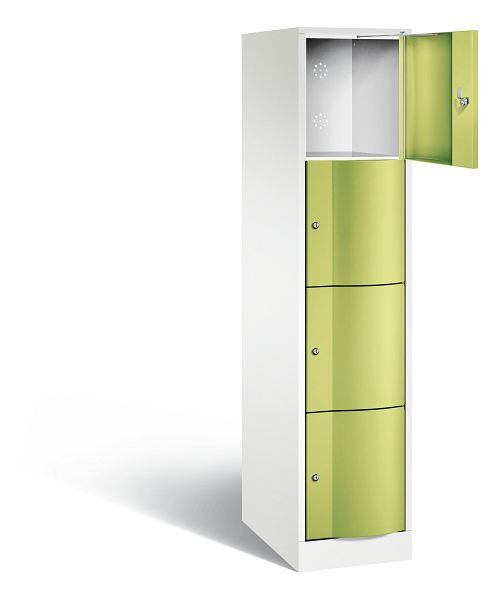 C+P XL lockerkast Resisto, H1950xB396xD640mm, kleur: verkeerswit / virid green, 8470-173 S10029