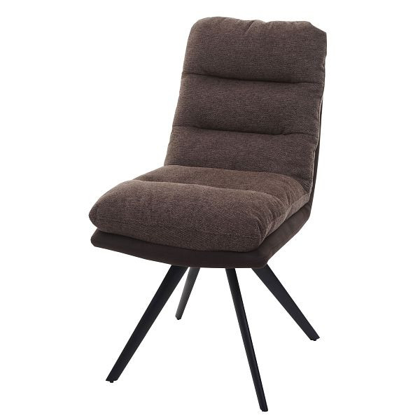 Mendler HWC-G66 eetkamerstoel, keukenstoel, draaibare auto-position stof/textiel, bruin-donkerbruin, 89713