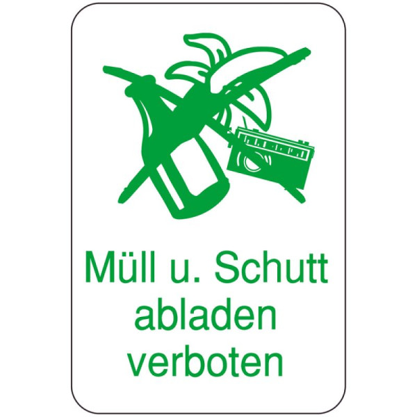 Stenen HGS bord voor afvalverwerking, dumpen van afval en puin verboden, 400 x 600 mm, 14988