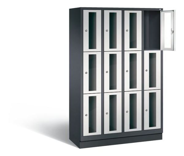 C+P lockerkast Classic, H1800xB1190xD500mm, kleur: zwartgrijs/lichtgrijs, 8020A403 S10013