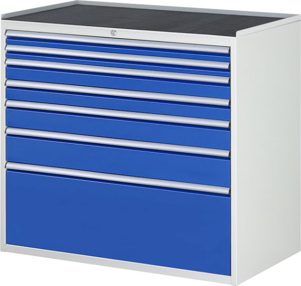 RAU ladekast serie 7000, B1145xD650xH1035mm, laden: 2xH60, 2xH90, 1xH120, 1xH150, 1xH360mm, metalen steun, 03-XXL7.9A-MT.11