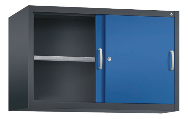 C+P bovenkast Acurado, H790xB1200xD500mm, kleur: zwartgrijs / gentiaanblauw, beugelgreep, 2 niveaus, 2055-09 S10037