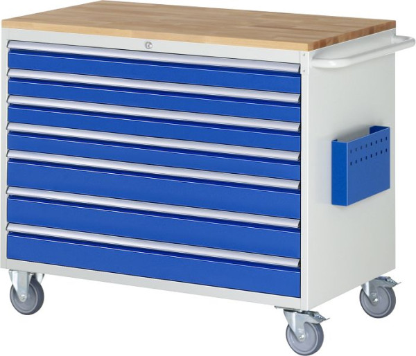 RAU montagewagen serie 7000, B1145 x D650 x H975 mm, massief beukenhouten blad, dikte 25 mm, 7 x lademaat XXL 4xH90, 3xH120 mm, 05-XXL5.17A-B.11
