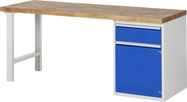 RAU werkbank serie 7000 - modulair ontwerp, onderbouwbak (1x lade, 1x draaideur), 2000x840x700 mm, 03-7502A1-207B4S.11
