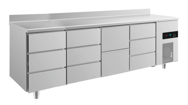 A&S Polarny koeltafel -2 tot +8°C met 1x twee laden midden rechts en 3x drie laden, 2330 x 700 x 850 mm, met opstand, KT4DDZDA