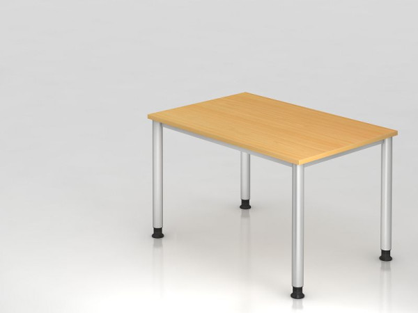 Hammerbacher bureau 4 voet rond 120x80cm beuken/zilver, rechthoekige vorm, VHS12/6/S