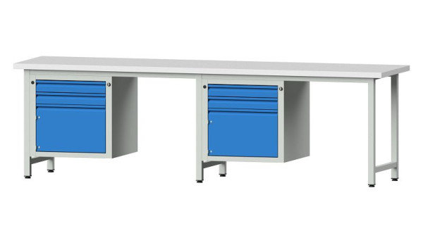 ANKE werkbanken combinatie werkbank, model 732 E, 2800 x 700 x 840 mm, RAL 7035/5012, KSP 40 mm, 511.002