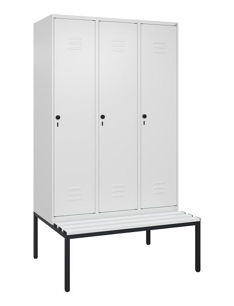 C+P luierkastje Classic PLUS met middenwand, bank, 3 vakken, 2120x1200x815mm, 9016/9016, draaibare sluiting, 0800507-32F S10044