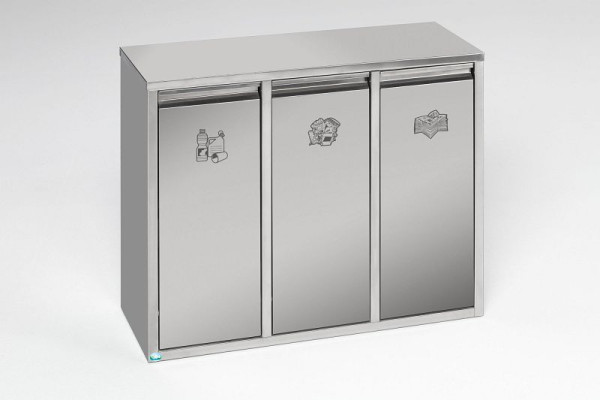 VAR recyclebaar materiaal sorteersysteem 36 liter RVS als vloer- of wandmeubel, 21240