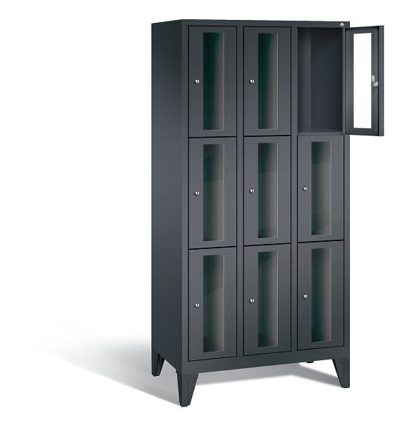 C+P lockerkast Classic, H1850xB900xD500mm, kleur: zwart-grijs, 8010A303 S10014