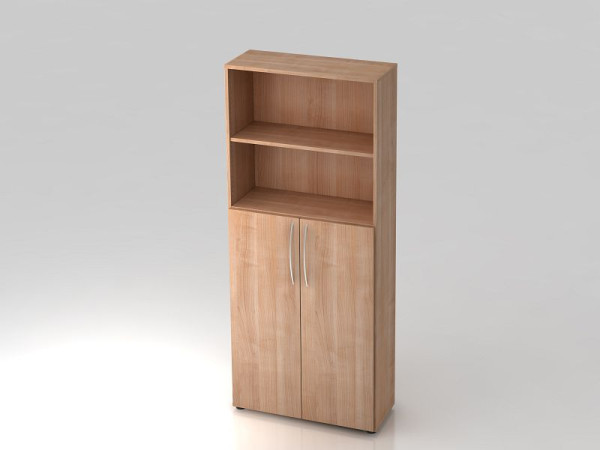 Hammerbacher plank 5OH, 3OH deuren onder, gebogen handgreep walnoot/walnoot, 80x34,6x188 cm (BxDxH), V4770/N/N/BM