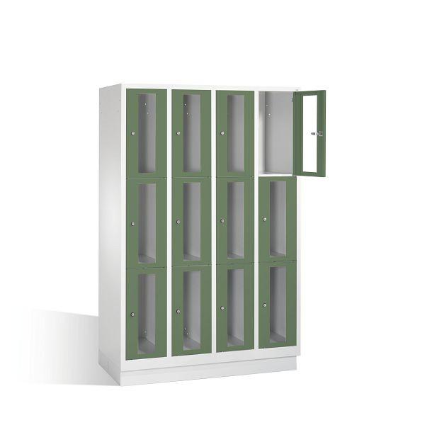 C+P lockerkast Classic, H1800xB1190xD500mm, kleur: lichtgrijs / reseda groen, 8020A403 S10004
