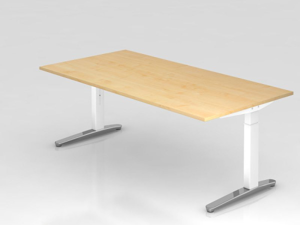 Hammerbacher bureau C-poot 200x100cm esdoorn/wit (gepolijst), rechthoekige vorm, VXB2E/3/WC