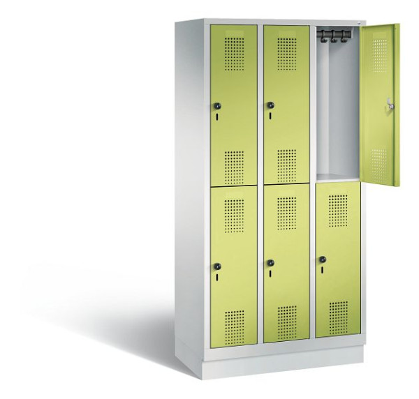 C+P locker dubbeldekker Evolo, H1800xB900xD500mm, kleur: lichtgrijs / virid groen, 48320-30 S10505