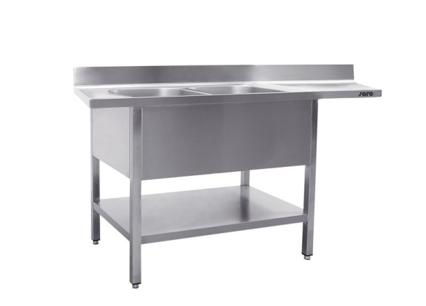 Saro spoelbak midden met 2 bakken, links - 600 mm diep, 1800 mm, 600-2615L