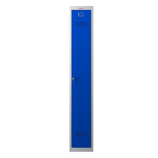 Phoenix PL Series 1 Post 1 Door Personal Locker, grijze behuizing/blauwe deur met sleutelslot, PL1130GBK