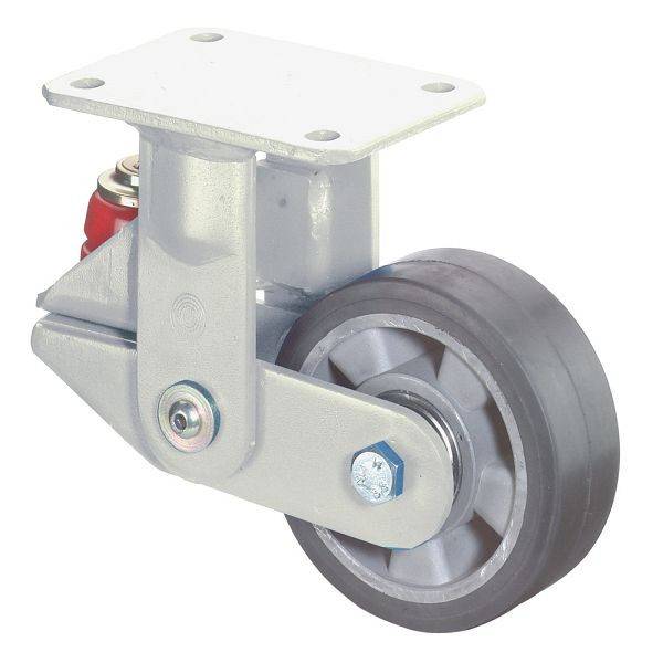 BS rollen Zwenkwiel, bokwiel, breedte 50 mm, Ø125 mm, tot 220 kg, zwarte elastische banden, aluminium wiellichaam, kogellagers, T110.B80.125