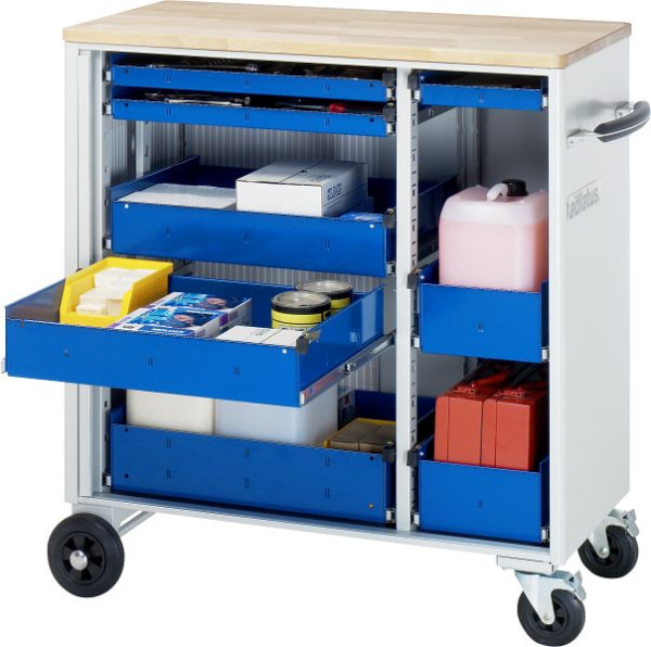 RAU gereedschapswagen serie adlatus model 10810, B1025 x D520 x H1080 mm, inclusief massief beukenhouten werkblad, 02-10810B.11