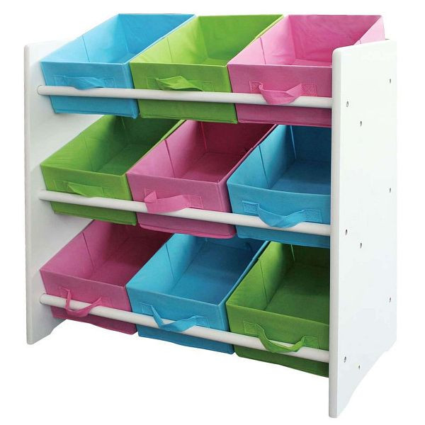 Mendler Kleurrijke kinderplank Plank voor kinderen, hout, 9 planken, met dozen, 8464