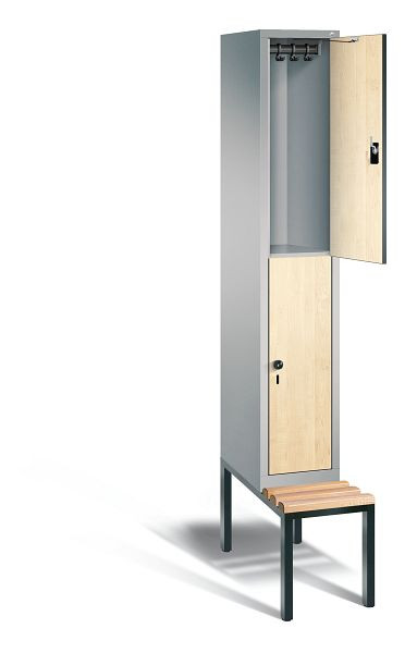 C+P locker dubbeldekker Evolo, H2090xB320xD815mm, kleur: wit aluminium / Donau esdoorn decor, 48350-10 S10089