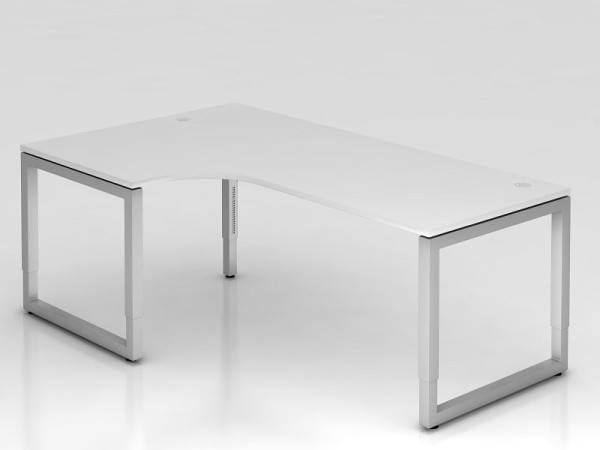 Hammerbacher hoektafel O-voet vierkant 200x120cm 90° wit, hoekvorm 90°, links of rechts te monteren, VRS82/W/S