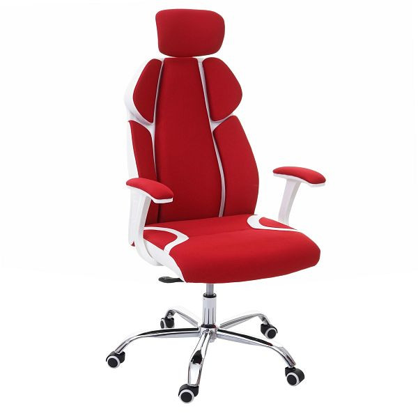 Mendler bureaustoel HWC-F12, bureaustoel, bureaustoel, directiestoel, schuiffunctie stof/textiel + kunstleer, rood/wit, 69183