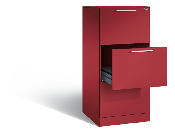 C+P archiefkast Asisto, H1310xB562xD600mm, kleur: robijnrood, beugelgreep, 146224-321 S10035