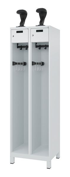 C+P brandweerkast Evolo, model PRAKTUS, 2 compartimenten, H1850B600T500 mm, lichtgrijs, voeten, 0492015-20 S10006