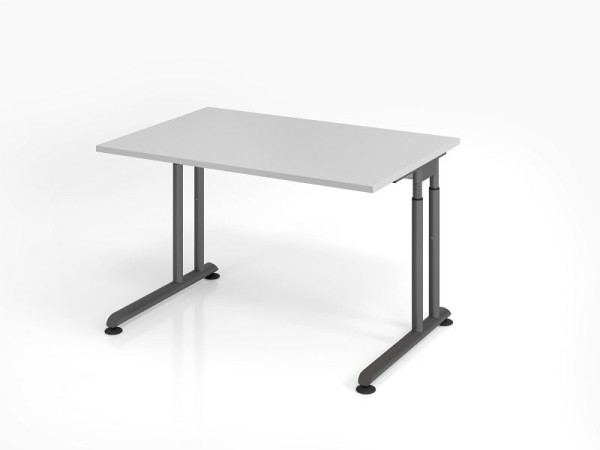Hammerbacher bureau ZS12, 120 x 80 cm, blad: grijs, 25 mm dik, ABS dikke rand, rechthoekige vorm, grafiet, VZS12/5/G