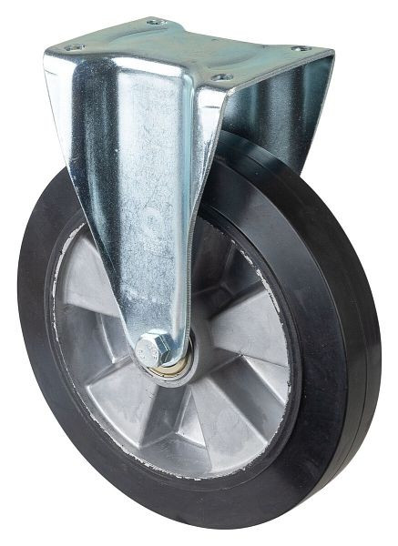 BS rollen transportrol, vaste rol, wielbreedte 50 mm, wiel-Ø 250 mm, draagvermogen 450 kg, zwarte elastische banden, aluminium, kogellagers, L410.B80.251