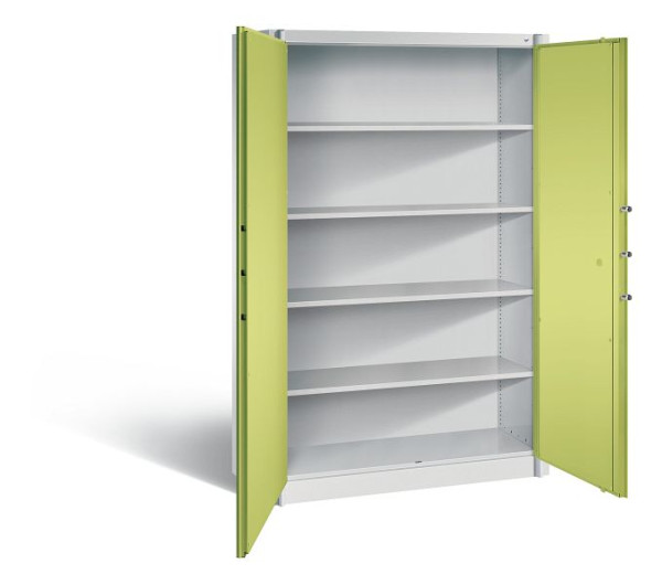 C+P brandwerende kast Certos, H1950xB1200xD500mm, kleur: lichtgrijs / maagdelijk groen, handgreep, 5 OH, 1180-00 S10553