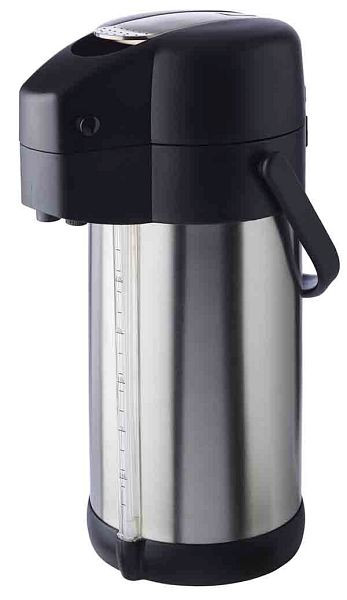 APS pompvacuümkan -PREMIUM-, Ø 15 cm, hoogte: 37 cm, 3 liter, RVS 18/8, polypropyleen, mat, dubbelwandig, schroefdop, 10916