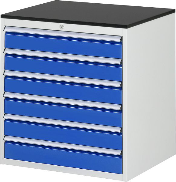 RAU ladekast serie 7000, B770xD650xH820mm, laden: 6xH120mm, werkblad voorzien van melamineharscoating, dikte 19mm, 03-XL5.16A-M.11