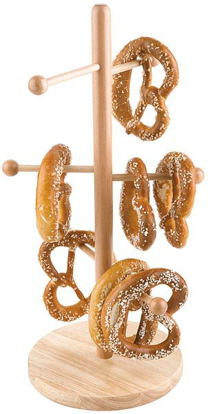 APS krakeling- of worststandaard, Ø 28 cm, hoogte: 50 cm, voet Ø 22 cm, beukenhout, gelakt, veelzijdig, 79553