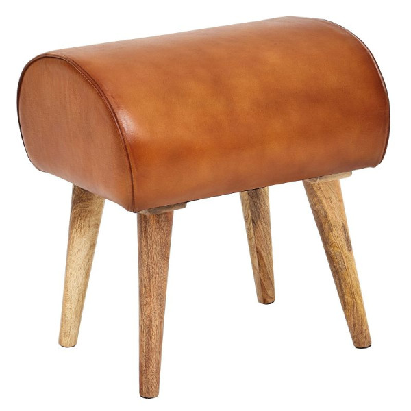 Wohnlingkruk echt leer / massief hout 45 x 53 x 40 cm, WL6.087