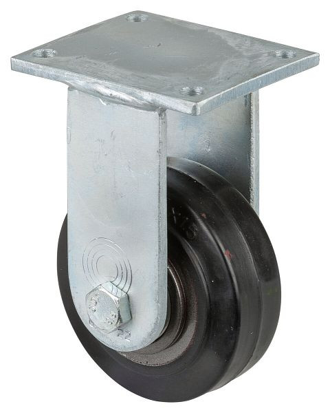 BS Rollen Zwaarlastwiel, bokwiel, wielbreedte 38 mm, wiel-Ø 100 mm, draagvermogen 150 kg, zwarte elastische banden, gegoten, kogellagers, RR110.B81.100
